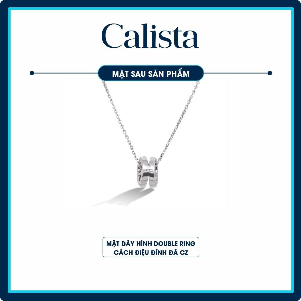  Dây chuyền bạc nữ Calista mặt Double Ring đá CZ 4.5 ly lấp lánh 