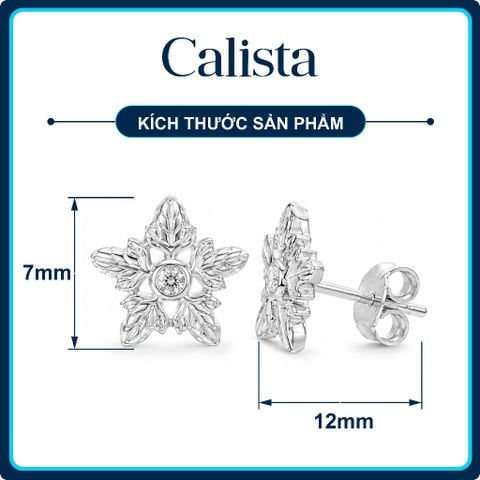 Khuyên tai hình bông tuyêt bạc S925 nữ Calista Đính Đá CZ lấp lánh cao cấp