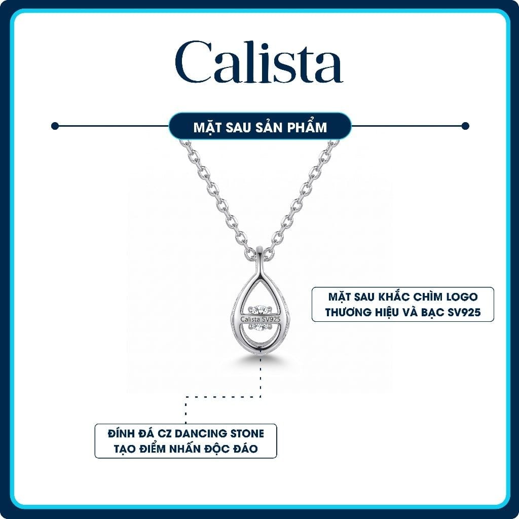  Dây chuyền bạc nữ Calista Dancing Stone hình vô cực cách điệu mạ Rhodium 