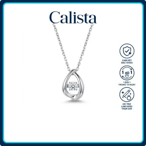 Dây chuyền bạc nữ Calista Dancing Stone hình giọt nước cách điệu mạ Rhodium