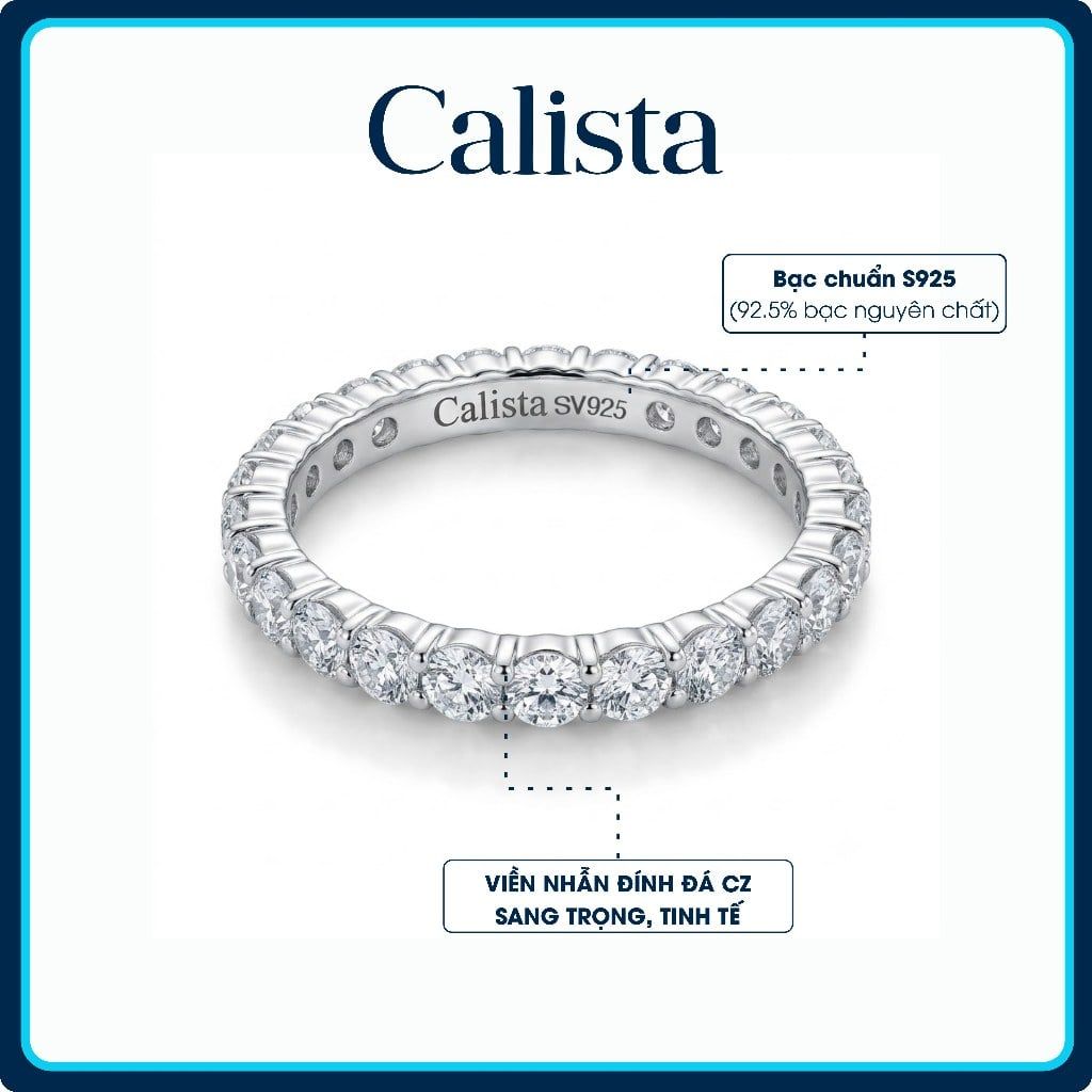  Nhẫn bạc nữ Calista ổ đá 6 chấu xoáy Twist sang trọng 