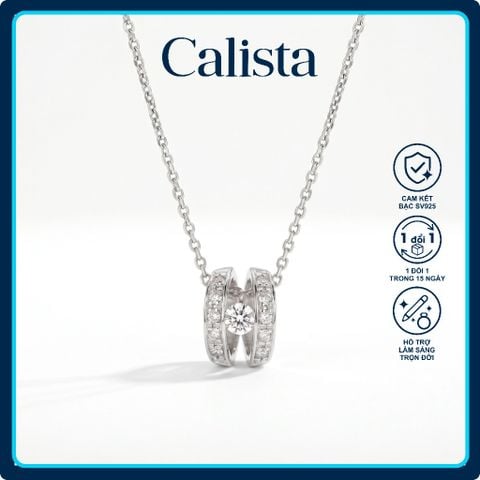 Dây chuyền bạc nữ Calista mặt Double Ring đá CZ 4.5 ly lấp lánh