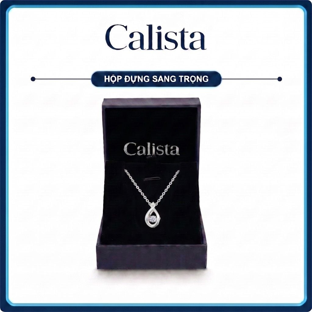  Dây chuyền bạc nữ Calista Dancing Stone hình vô cực cách điệu mạ Rhodium 