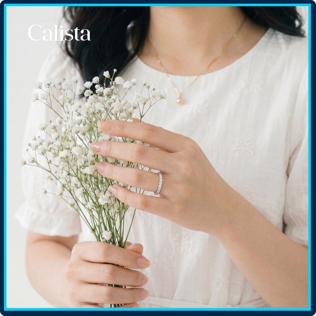  Nhẫn bạc nữ Calista ổ đá 6 chấu xoáy Twist sang trọng 