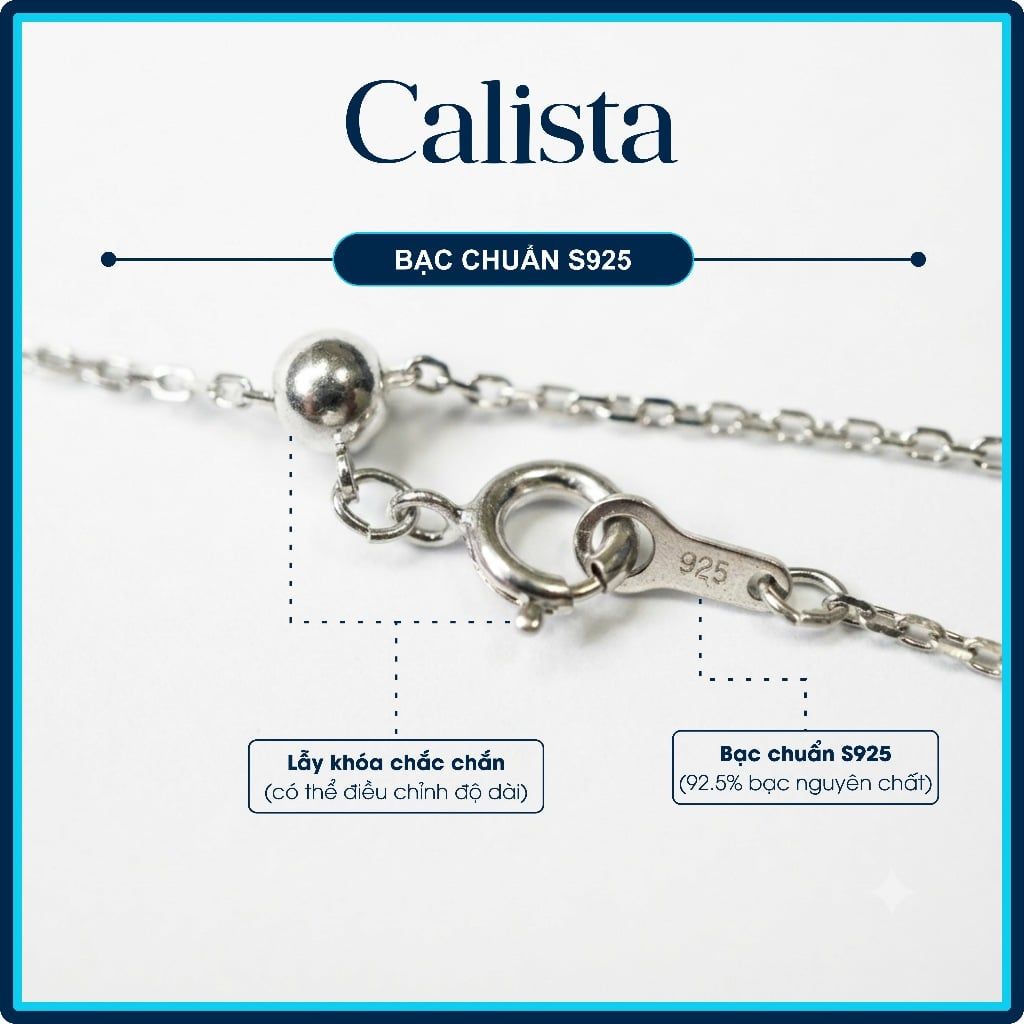  Dây chuyền bạc nữ Calista mặt đá CZ 8 ly sang trọng, lấp lánh 