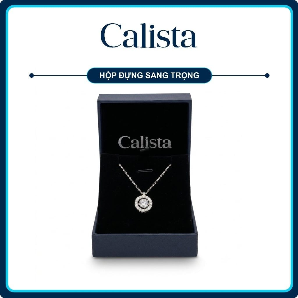  Dây chuyền bạc nữ Calista Dancing Stone mạ Rhodium hình hoa hướng dương đính đá CZ 6.5mm 