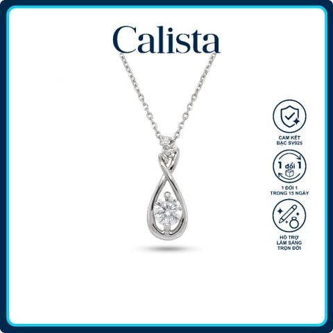 Dây chuyền bạc nữ Calista mặt hình giọt nước đá CZ 4.5 ly lấp lánh
