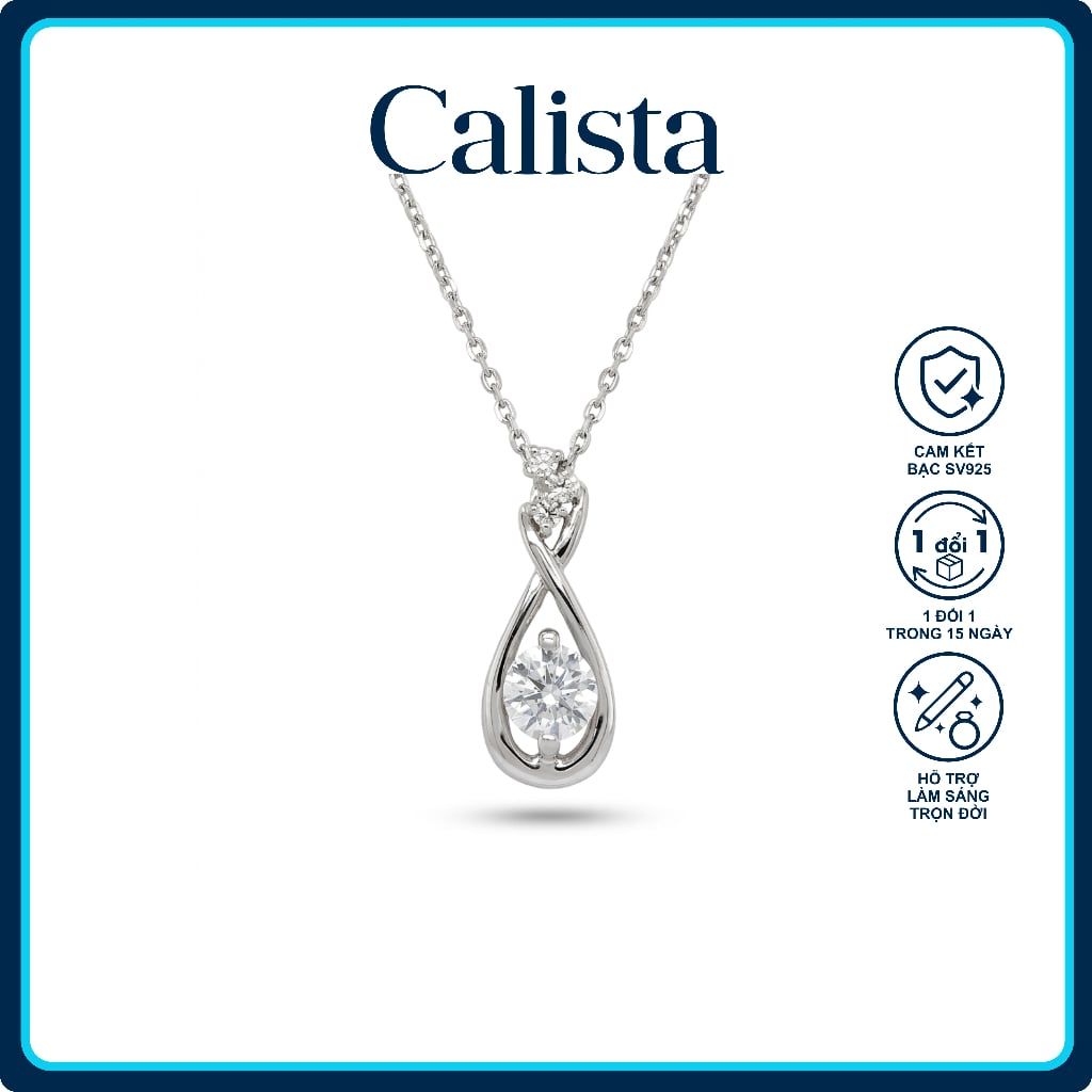  Dây chuyền bạc nữ Calista mặt hình giọt nước đá CZ 4.5 ly lấp lánh 