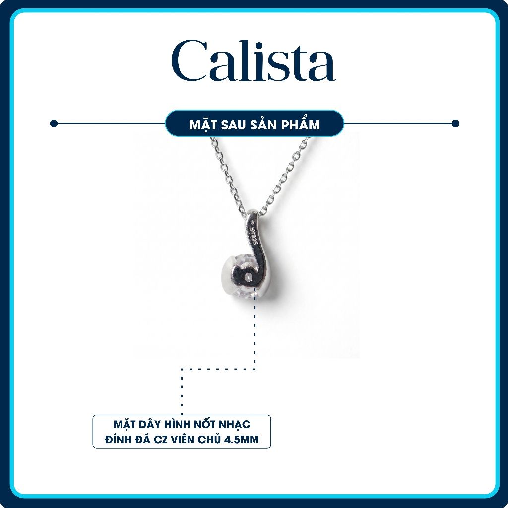  Dây chuyền bạc nữ Calista mặt nốt nhạc cách điệu đá CZ 4.5 ly lấp lánh 