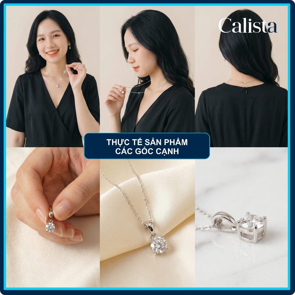  Dây chuyền bạc nữ Calista mặt đá CZ 4.0, 4.5, 5.0, 5.5 ly sang trọng, lấp lánh 