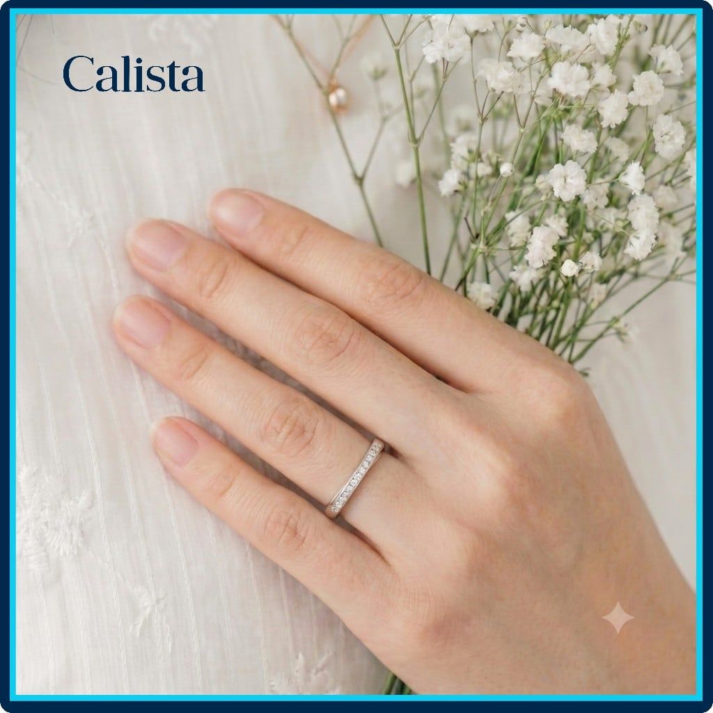  Nhẫn bạc nữ Calista đính đá CZ đơn giản sang trọng 