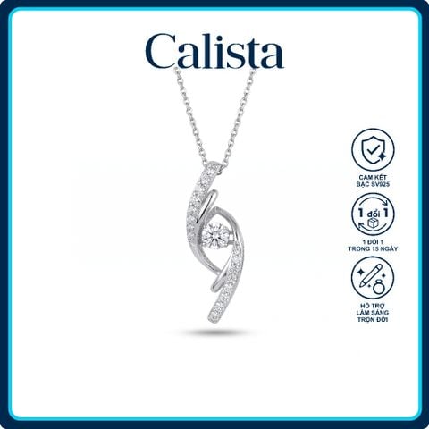 Dây chuyền bạc nữ Calista Dancing Stone hình dải lụa đính đá CZ