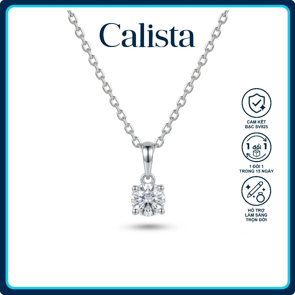  Dây chuyền bạc nữ Calista mặt đá CZ 4.0, 4.5, 5.0, 5.5 ly sang trọng, lấp lánh 