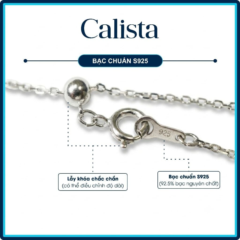  Dây chuyền bạc nữ Calista Dancing Stone mạ Rhodium hình hoa hướng dương đính đá CZ 6.5mm 