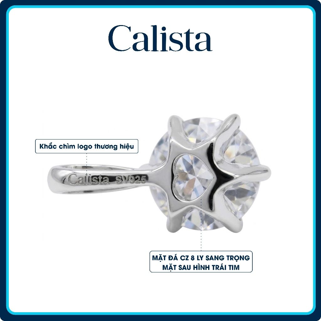  Dây chuyền bạc nữ Calista mặt đá CZ 8 ly sang trọng, lấp lánh 