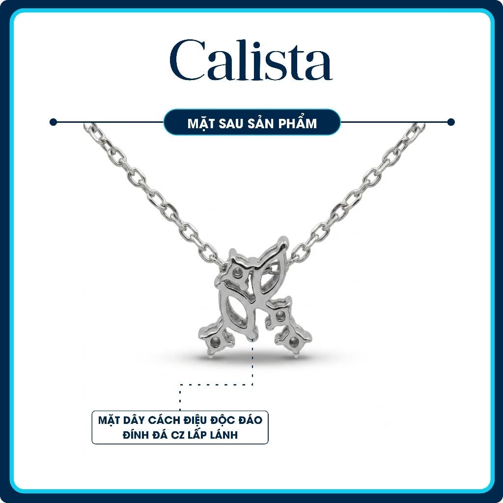  Dây chuyền bạc nữ Calista thiết kế bất đối xứng đá CZ lấp lánh 