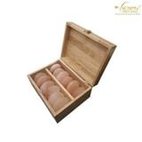  Đá muối Himalaya- bộ 12 viên đá massage / hộp gỗ 