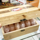  Đá muối Himalaya- bộ 12 viên đá massage / hộp gỗ 
