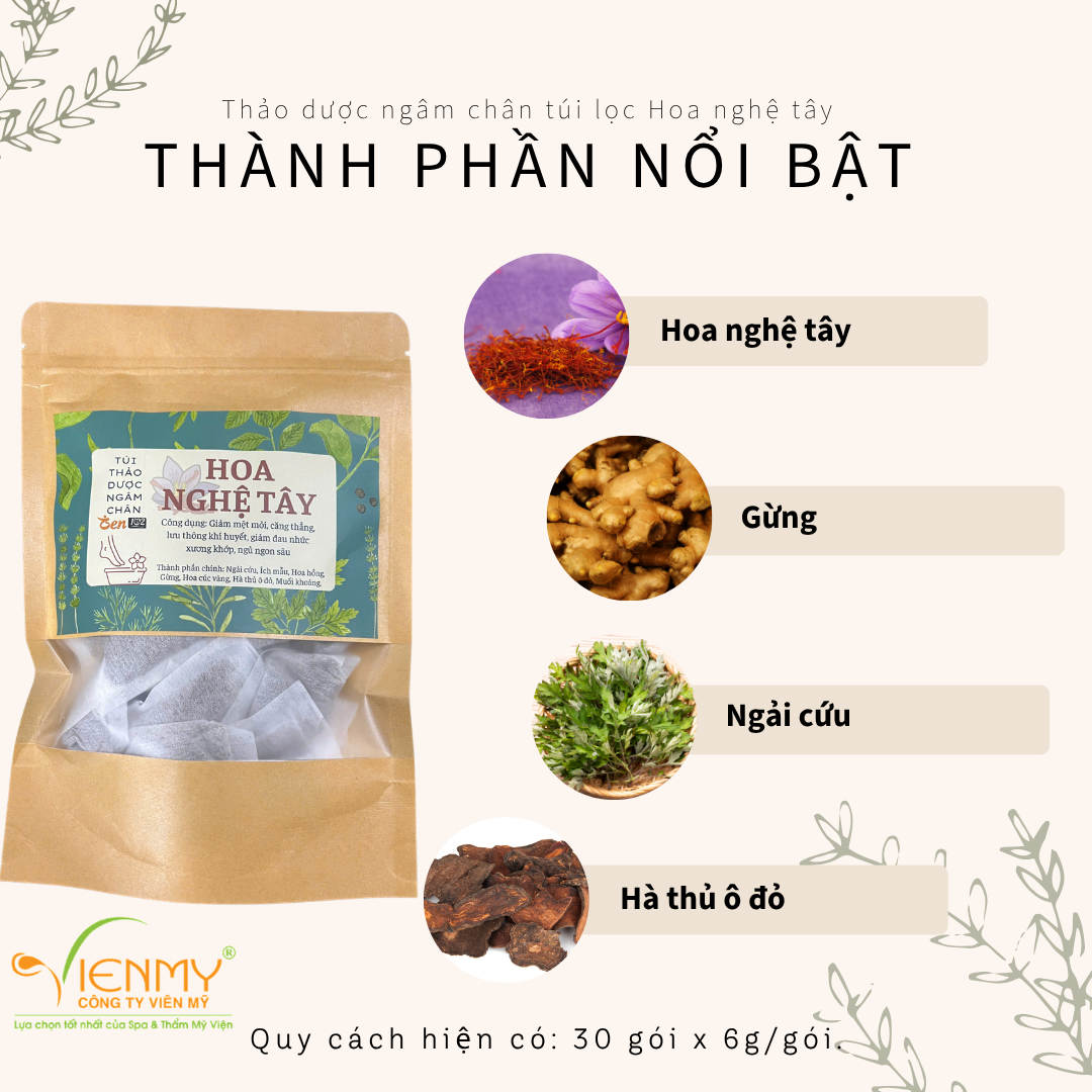  Thảo dược ngâm chân túi lọc Hoa nghệ tây 