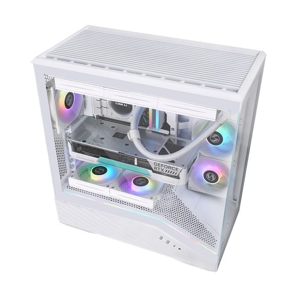  Thùng máy Lian Li Vector V100 (Kèm sẵn 4 Fan) (CASELLV100RW) | Mid Tower, Kính cường lực, ARGB, Trắng 