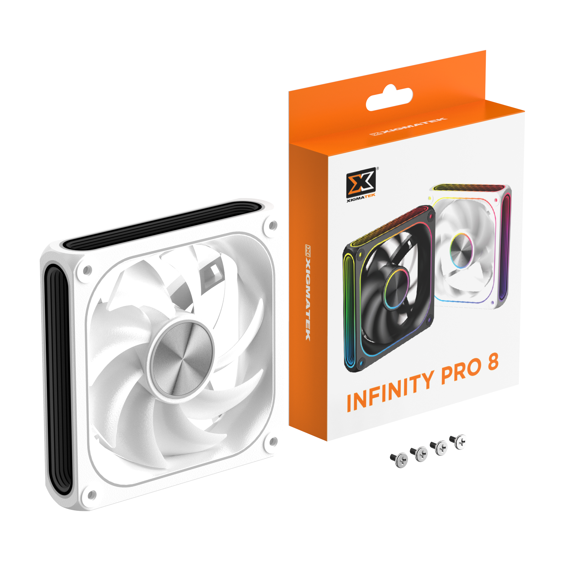 Quạt tản nhiệt PC Xigmatek Infinity Pro 8 Arctic | 120mm, ARGB, Gió thuận, Trắng (EN49545)