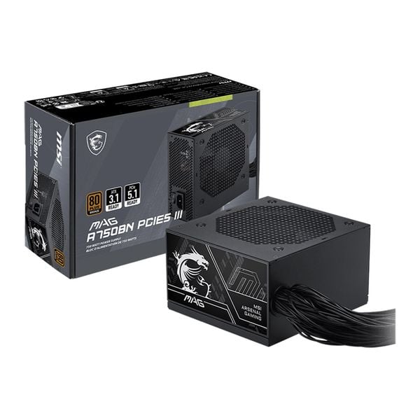  Nguồn máy tính Msi MAG A750BN 80 Plus Bronze Pcie 5 III | Non Modular, ATX 