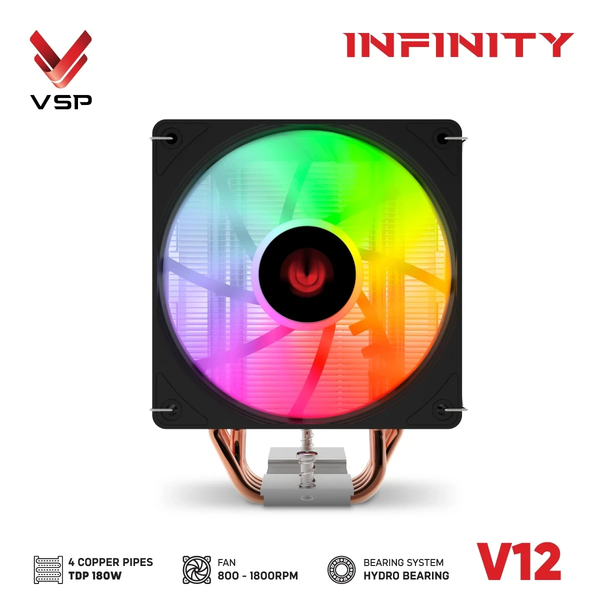  Tản nhiệt khí VSP V12 Infinity | RGB, Đen 