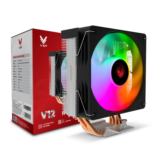  Tản nhiệt khí VSP V12 Infinity | RGB, Đen 