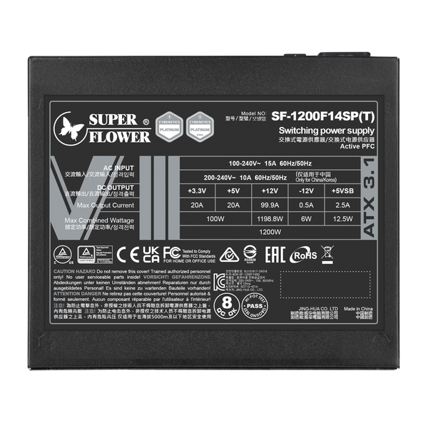  Nguồn máy tính Super Flower LEADEX VIII Platinum PRO 1200W SF-1200F14SP(T) | 80 Plus Platinum, Full Modular, ATX 3.1, Đen 