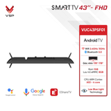  Smart Tivi Vsp VUC43PSF01 | 43" AndroidTV FHD HDR Dolby Audio Low Blue Light Remote HDMI Wifi LAN Bluetooth USB 