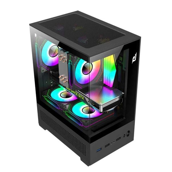  Thùng máy EDRA ECS1303H | M-ATX/ITX, Kính cường lực, Hỗ trợ 5 fan 120mm, Đen 