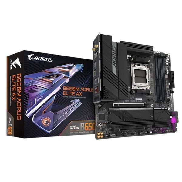  Mainboard Gigabyte B650M AORUS Elite AX Wifi DDR5 | AM5, mATX, 4 khe RAM 