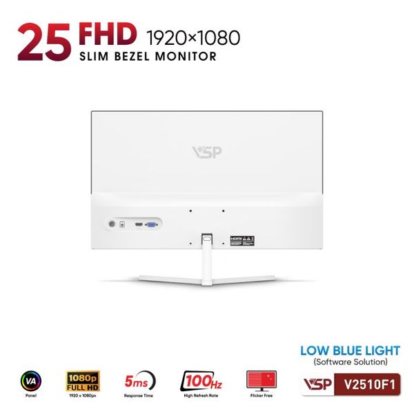 Màn hình Văn phòng VSP V2510F1 White | 25 inch, FHD, 100Hz, VA 