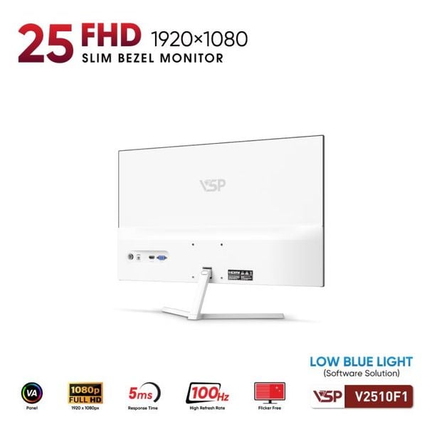  Màn hình Văn phòng VSP V2510F1 White | 25 inch, FHD, 100Hz, VA 
