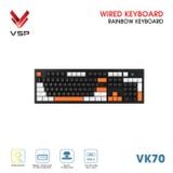  Bàn Phím Giả Cơ Có Dây VSP VK70 | Black-White-Orange (KM04-VK70000164) 