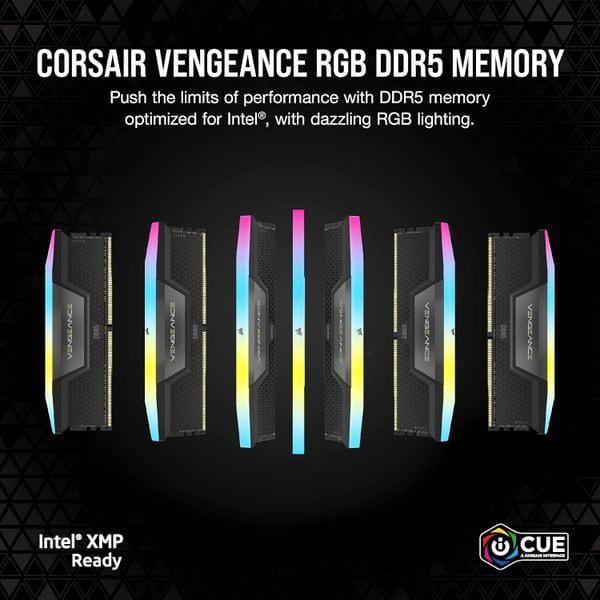  RAM PC Corsair Vengeance 64GB RGB DDR5 | (2x32GB), 6000MHz, Intel/AMD CMH64GX5M2D6000C40 