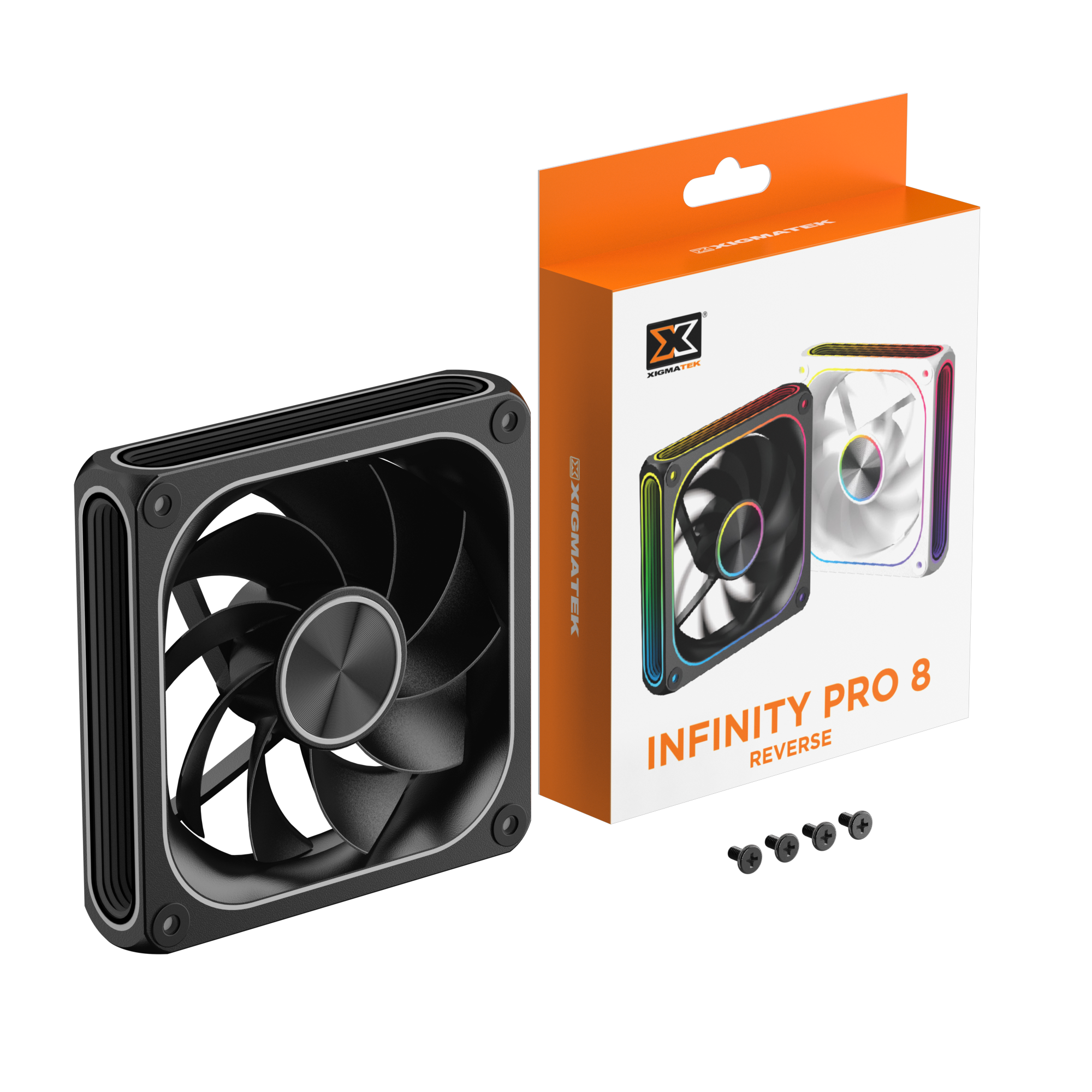 Quạt tản nhiệt PC Xigmatek Infinity Pro 8 Reverse | 120mm, ARGB, Gió ngược, Đen (EN49552)