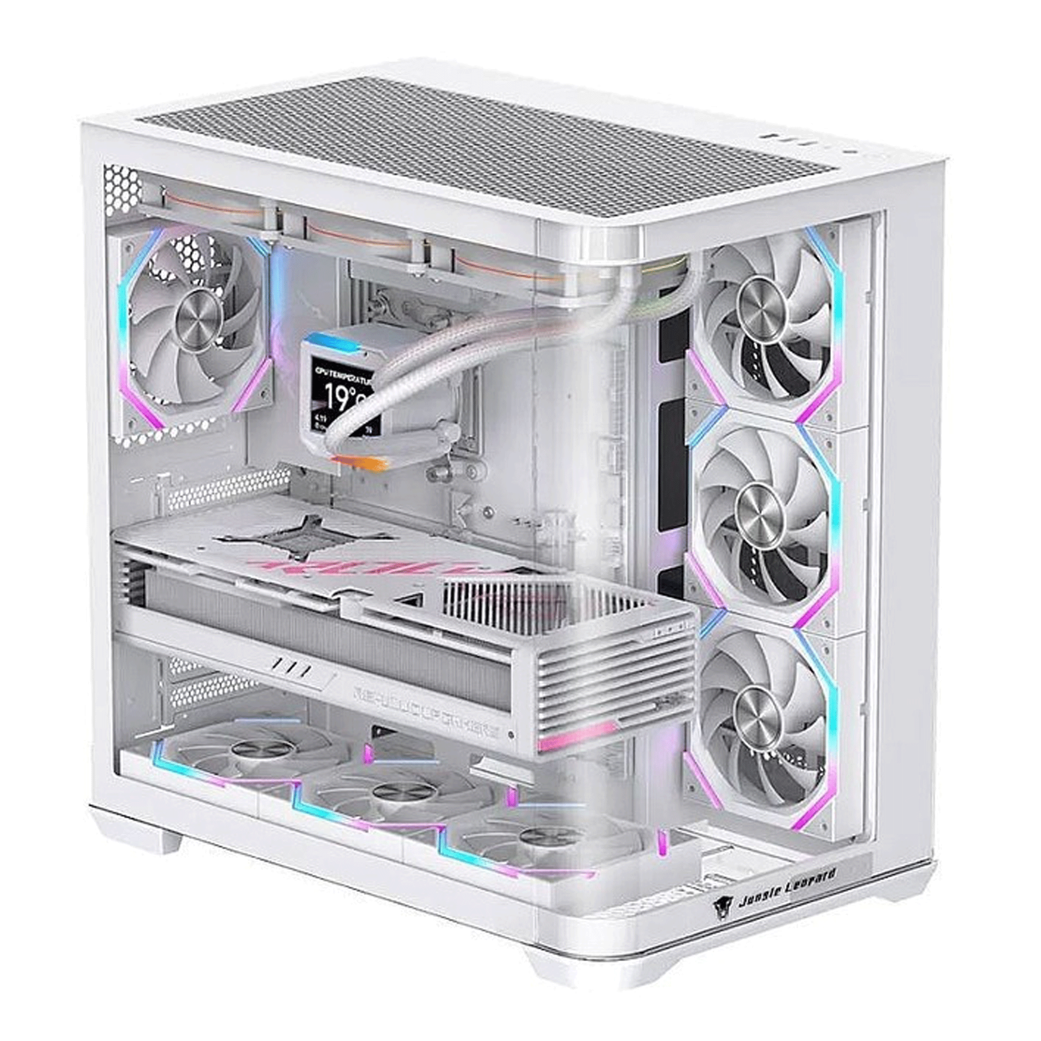 Thùng máy Case Leopard AC-01 Hồ Cá Kính Cong | Không kèm fan, trắng