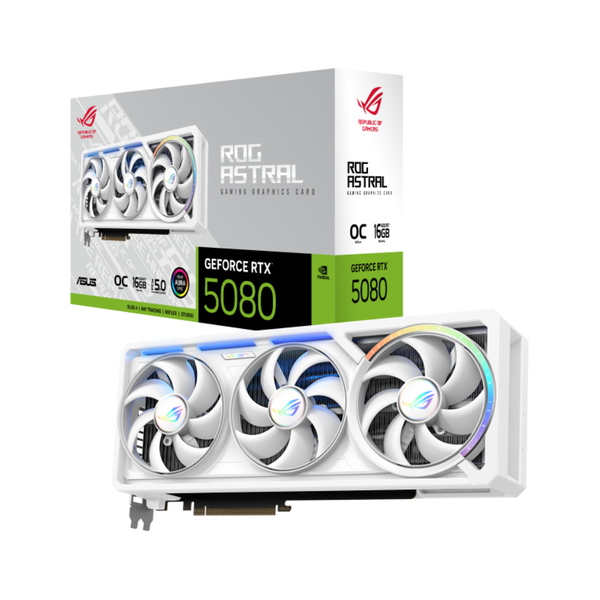  Card màn hình NVIDIA GeForce RTX 5080 ASUS ROG Astral Gaming White OC | 16GB GDDR7, 10752 CUDA, 850W 