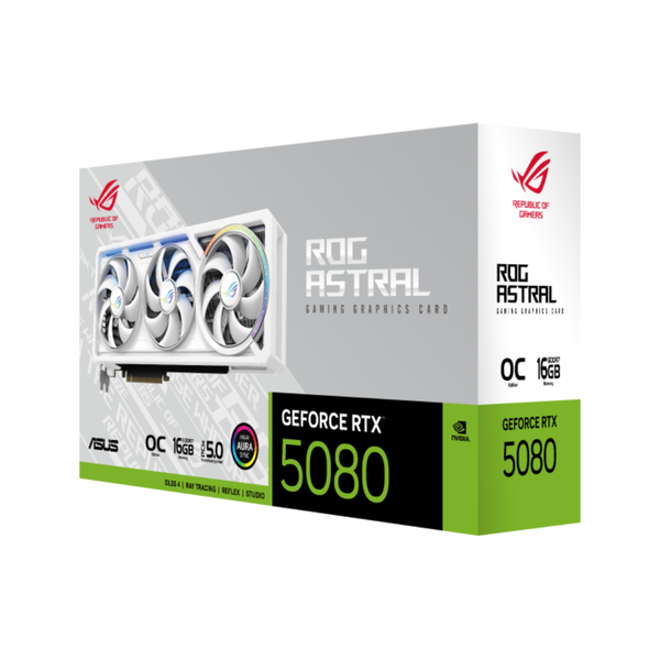  Card màn hình NVIDIA GeForce RTX 5080 ASUS ROG Astral Gaming White OC | 16GB GDDR7, 10752 CUDA, 850W 