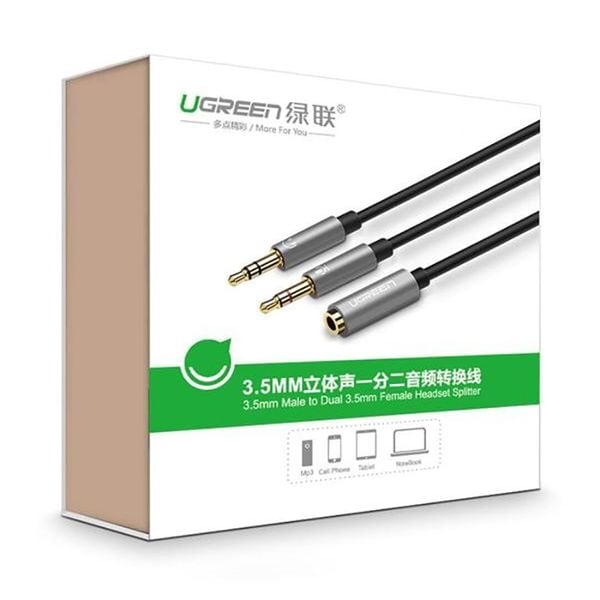  Cáp Audio Ugreen 20899 | 3.5mm âm ra 2 x 3.5mm, Mic + Loa 