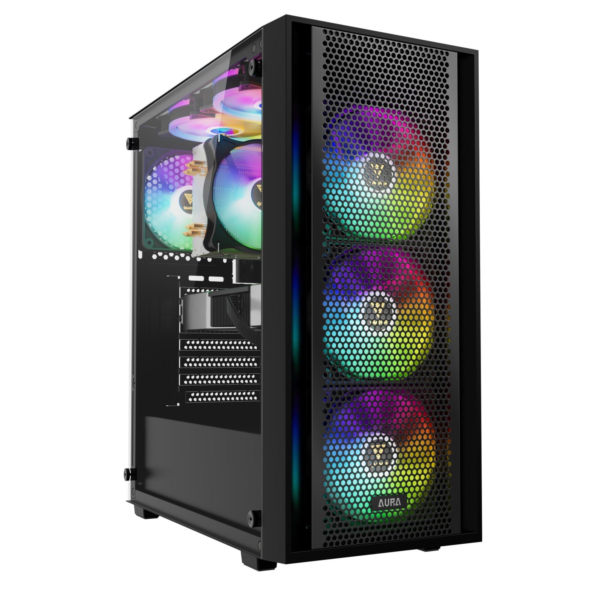 Thùng máy Gamdias Aura GC2 Elite ARGB F-ATX (Kèm Sẵn 4F ARGB) - Đen