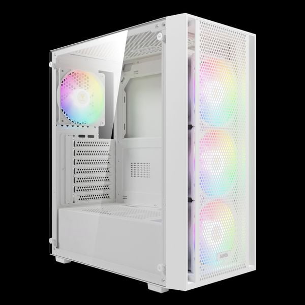  Thùng máy Gamdias Aura GC2 Elite ARGB F-ATX (Kèm Sẵn 4F ARGB) - Trắng 