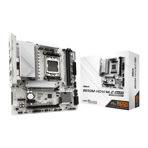  Mainboard ASRock B650M-HDV/M.2 White DDR5 | AM5, mATX, 2 khe RAM 