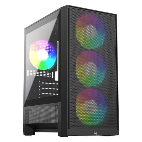 Thùng máy Gaming LinkTech Bahamut M 4F M-ATX (Kèm Sẵn 4 Fan Fixed RGB) - Đen