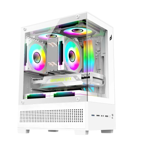  Thùng máy hồ cá E-DRA ECS1303H | Micro-ATX, Mặt kính cường lực, Hỗ trợ 5 Fan, Trắng 