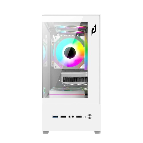  Thùng máy hồ cá E-DRA ECS1303H | Micro-ATX, Mặt kính cường lực, Hỗ trợ 5 Fan, Trắng 