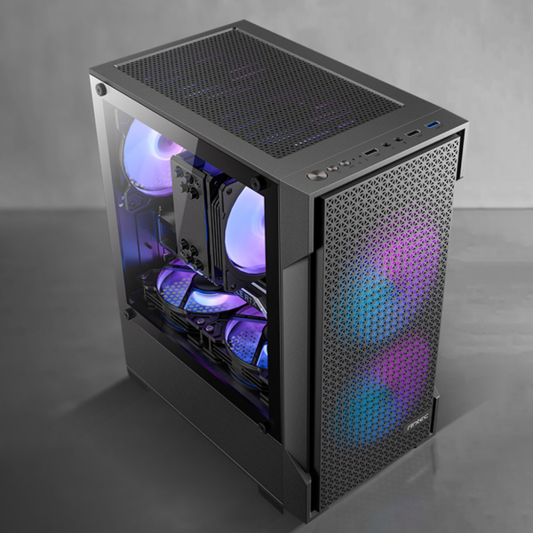  Thùng máy Antec VX100M RGB | Micro-ATX/ITX, Kính cường lực, Kèm 3 Fan RGB-Fixed 