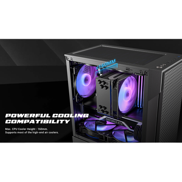  Thùng máy Antec VX100M RGB | Micro-ATX/ITX, Kính cường lực, Kèm 3 Fan RGB-Fixed 