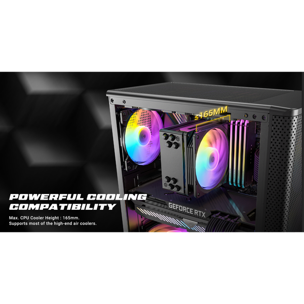  Thùng máy Antec VX310 RGB Elite | F-ATX, Kèm 4 Fan RGB, Kính cường lực 